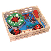 Juguete de madera instrumento musical conjunto en una caja
